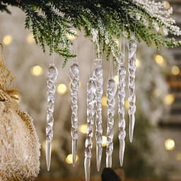 12/24/60pcs 13cm Christmas Simulation Ice Xmas Tree Hanging Ornament Fake Icicle Winter Party Christmas New Year Home Decoration