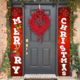 1set Christmas 2024 Decorations Door Banner Merry Christmas Santa Snowman Hanging Banner Supplies New Year Home Xmas Decor Noel