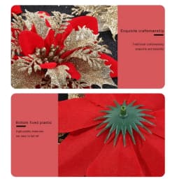 Valentines Day Flowers Glitter Artificial Poinsettia Floral Xmas Tree Ornaments DIY Garlands Home Wedding Party Decorations Gift
