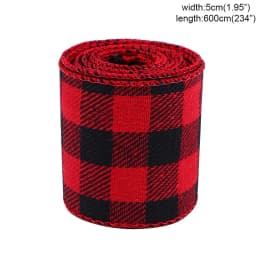 5x600cm/roll Christmas Plaid Imitation Hemp Ribbon Snowflake Burlap Ribbon for Christmas Wrapping Xmas Tree Wreath Ribbons Decor