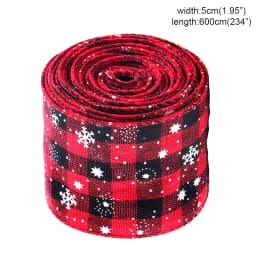5x600cm/roll Christmas Plaid Imitation Hemp Ribbon Snowflake Burlap Ribbon for Christmas Wrapping Xmas Tree Wreath Ribbons Decor