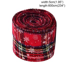 5x600cm/roll Christmas Plaid Imitation Hemp Ribbon Snowflake Burlap Ribbon for Christmas Wrapping Xmas Tree Wreath Ribbons Decor