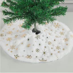 15 inch 38 cm Plush Christmas Tree Skirt White Faux Fur Xmas Trees Sequin Carpet Mat Small Skirts Home Party Decorations