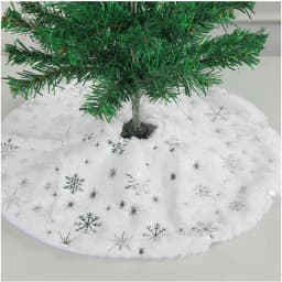 15 inch 38 cm Plush Christmas Tree Skirt White Faux Fur Xmas Trees Sequin Carpet Mat Small Skirts Home Party Decorations
