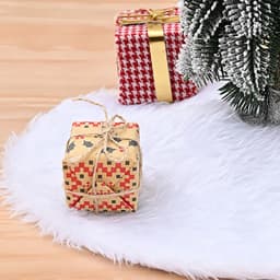 15 inch 38 cm Plush Christmas Tree Skirt White Faux Fur Xmas Trees Sequin Carpet Mat Small Skirts Home Party Decorations