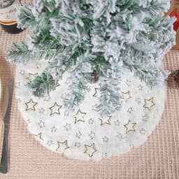 15 inch 38 cm Plush Christmas Tree Skirt White Faux Fur Xmas Trees Sequin Carpet Mat Small Skirts Home Party Decorations
