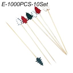 50Pcs/set Christmas Fruit Sticks Disposable Bamboo Sticks Snowflake Christmas Tree Elk Santa Claus Snowman Sticks Xmas Ornaments