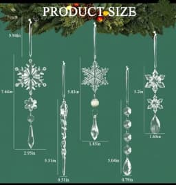 Xmas Tree Transparent Snowflake Hanging Ornaments Acrylic Icicle Pendant 2024 Christmas Decoration for Home New Year Gifts
