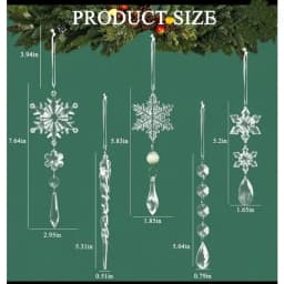 Xmas Tree Transparent Snowflake Hanging Ornaments Acrylic Icicle Pendant 2024 Christmas Decoration for Home New Year Gifts