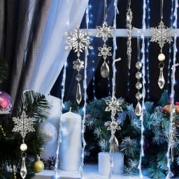 Xmas Tree Transparent Snowflake Hanging Ornaments Acrylic Icicle Pendant 2024 Christmas Decoration for Home New Year Gifts