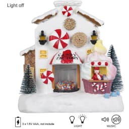 Christmas Animated Gingerbread House Decoration,Collectible Buildings Figurines Candy Factory Ornament for Home Fireplace Desk D