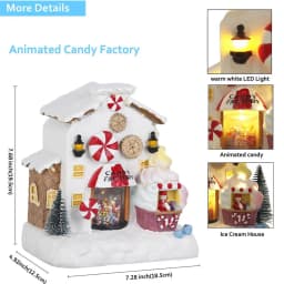 Christmas Animated Gingerbread House Decoration,Collectible Buildings Figurines Candy Factory Ornament for Home Fireplace Desk D