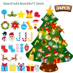 DIY Felt Christmas Tree 2024 Merry Christmas Decorations for Home Navidad Xmas Tree with Light Christmas Ornaments New Year Gift