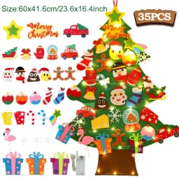 DIY Felt Christmas Tree 2024 Merry Christmas Decorations for Home Navidad Xmas Tree with Light Christmas Ornaments New Year Gift