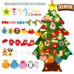 DIY Felt Christmas Tree 2024 Merry Christmas Decorations for Home Navidad Xmas Tree with Light Christmas Ornaments New Year Gift
