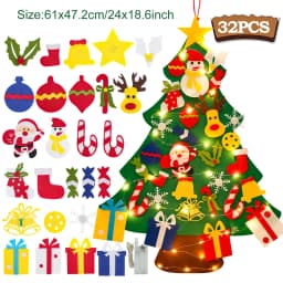 DIY Felt Christmas Tree 2024 Merry Christmas Decorations for Home Navidad Xmas Tree with Light Christmas Ornaments New Year Gift