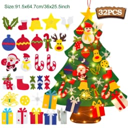 DIY Felt Christmas Tree 2024 Merry Christmas Decorations for Home Navidad Xmas Tree with Light Christmas Ornaments New Year Gift