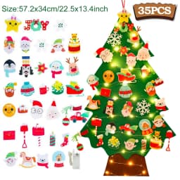 DIY Felt Christmas Tree 2024 Merry Christmas Decorations for Home Navidad Xmas Tree with Light Christmas Ornaments New Year Gift