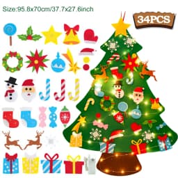 DIY Felt Christmas Tree 2024 Merry Christmas Decorations for Home Navidad Xmas Tree with Light Christmas Ornaments New Year Gift