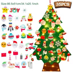 DIY Felt Christmas Tree 2024 Merry Christmas Decorations for Home Navidad Xmas Tree with Light Christmas Ornaments New Year Gift
