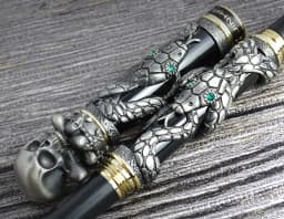 Jinhao Metal Vintage Rollerball Pen Skull Skeleton Unique Pen Cap Fine Point 0.5mm Heavy Collection Ancient Gray Office Gift Pen