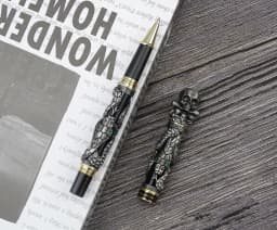 Jinhao Metal Vintage Rollerball Pen Skull Skeleton Unique Pen Cap Fine Point 0.5mm Heavy Collection Ancient Gray Office Gift Pen