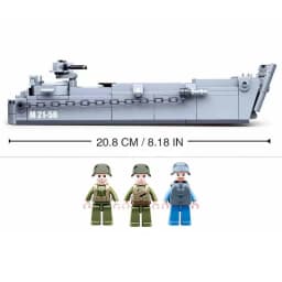 SLUBAN US Military Higgins Landing Craft Warship Building Blocks Navy Weapons Boat Moc Bricks Classic Aircraft Tanks Model Toys