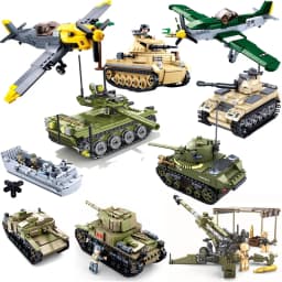 SLUBAN US Military Higgins Landing Craft Warship Building Blocks Navy Weapons Boat Moc Bricks Classic Aircraft Tanks Model Toys