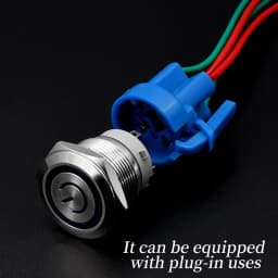 12/16/19/22mm Metal Push Button Switch Power Button Waterproof Flat Circular Button LED Light Self-lock Button 5v 12v 24v 220v