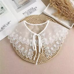 Women Lace Fake Collar For Shirt Detachable Collars Blouse Cloud Shoulder Doll Collar Mesh Embroidery Hollow False Collar