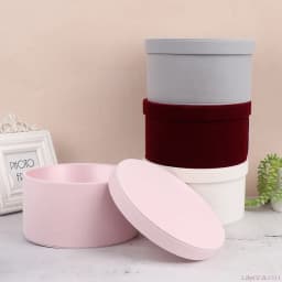1PC Round Velvet Flower Boxes Gift Packaging Box Chinese Valentine's Day Tanabata Gift Box Decoration Wedding Candy Box