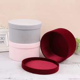 1PC Round Velvet Flower Boxes Gift Packaging Box Chinese Valentine's Day Tanabata Gift Box Decoration Wedding Candy Box