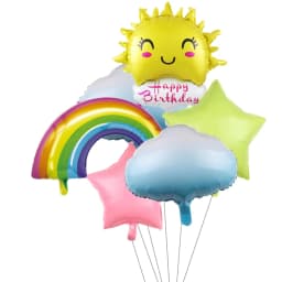 New Rainbow Sun Balloon 18-inch Cartoon Macaron Five-pointed Star Blue Sky White Cloud Children's Birthday Party Decoration