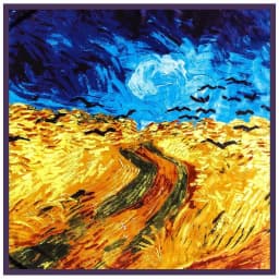 90*90cm Luxury Brand Women Silk Scarfs Van Gogh Painting Square Scarves Spring Summer Shawls For Ladies