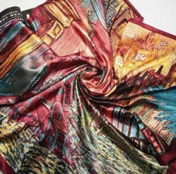 90*90cm Luxury Brand Women Silk Scarfs Van Gogh Painting Square Scarves Spring Summer Shawls For Ladies