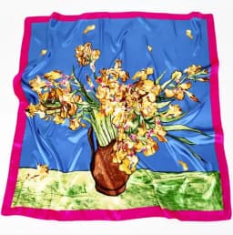 90*90cm Luxury Brand Women Silk Scarfs Van Gogh Painting Square Scarves Spring Summer Shawls For Ladies