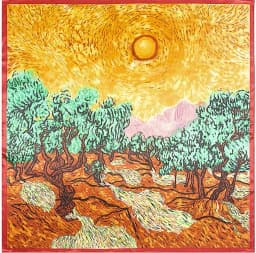 90*90cm Luxury Brand Women Silk Scarfs Van Gogh Painting Square Scarves Spring Summer Shawls For Ladies