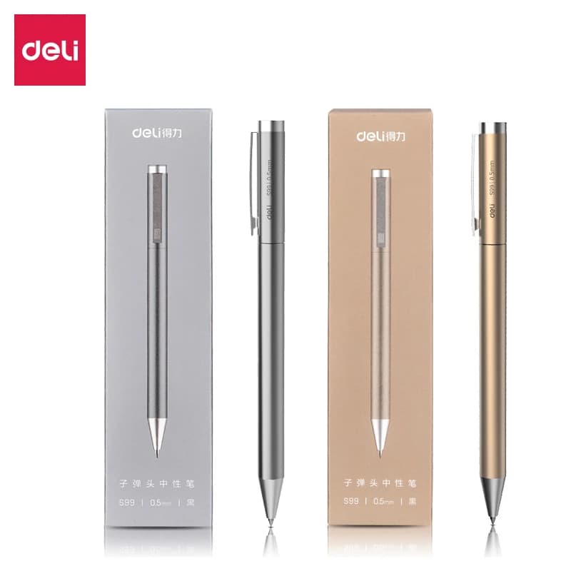 Deli Metal Rotating Gel Pen Signing Pens Pучка Caneta 0.5MM Business Office Stationery Supplies Smooth Refill for School