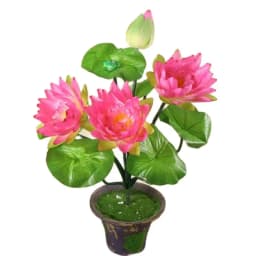 One Fake Lotus Flower Bunch Artificial Lotus with Green Frog Silk Water Lily 10 Stalks for Wedding Party Home Decorative Flowers
