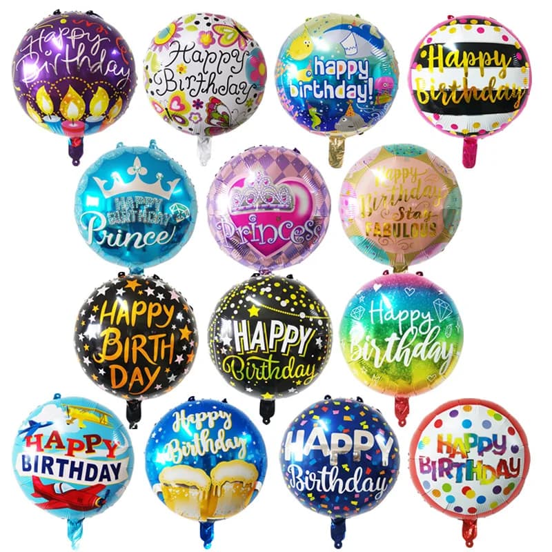 7pcs 18 Inch Birthday Theme Foil Balloons Helium Round Balloon Adult Happy Birthday Party Decoration Kids Baby Shower Globos