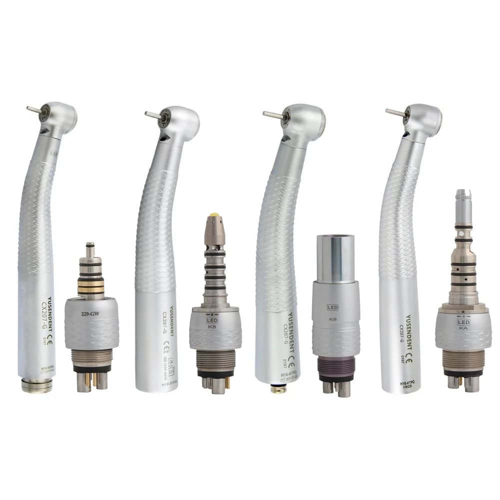 COXO Dental LED Fibre Optic High Speed Handpiece CX207-G Dental Air Turbine Coupling M6 Coupler/Adaptor YUSENDENT