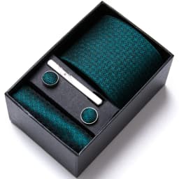 Top Quality 7.5 cm Business Ties Hanky Cufflink Set Tie Clips Green Necktie Corbatas For Men Wedding In Gift Box Slim Gravatas