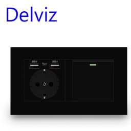 Delviz EU Standard Light Switch, 16A power Outlet, 146mm * 86mm panel, 1 Gang 1Way / 2Way Stair Corridor Switch, Wall USB Socket