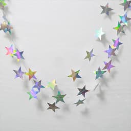 Iridescent Twinkle Little Star Moon Garland Holographic Hanging Streamers Party Decorations Glitter Crescent Garland EID Ramadan