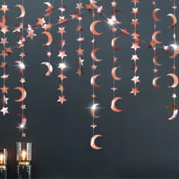 Iridescent Twinkle Little Star Moon Garland Holographic Hanging Streamers Party Decorations Glitter Crescent Garland EID Ramadan