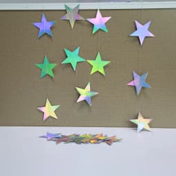 Iridescent Twinkle Little Star Moon Garland Holographic Hanging Streamers Party Decorations Glitter Crescent Garland EID Ramadan