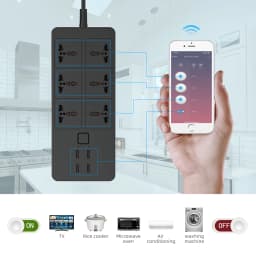 WIFI Smart Power Strip Universal with 5V3.1A Alexa Google Home Bluetooth Control Multi Plug 6AC 4USB Voice Control UK/EU/US/AU