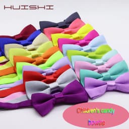 HUISHI 34 Colors Solid Fashion Bowties Groom Kids Formal Colourful Children Cravat Green Marriage Butterfly Wedding Bow Ties