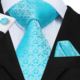 Hi-Tie Light Blue Sold Gift Silk Wedding Tie For Men Handkerchief Cufflink Nicktie Set Fashion Design Business Party Dropship
