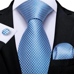 Hi-Tie Light Blue Sold Gift Silk Wedding Tie For Men Handkerchief Cufflink Nicktie Set Fashion Design Business Party Dropship
